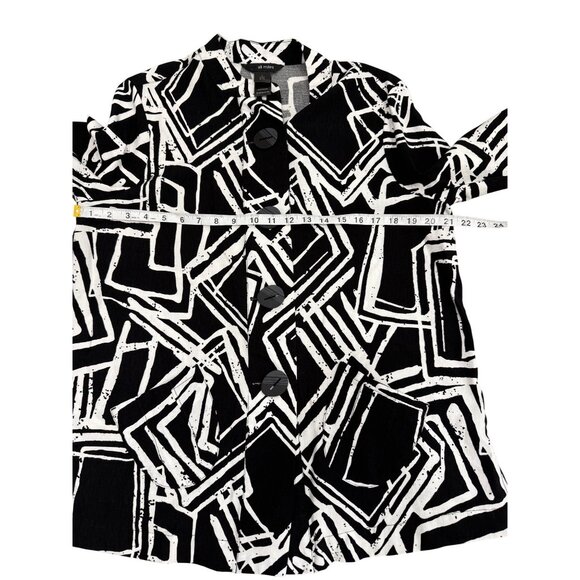 Ali Miles Womens Tunic Geometric Black & White Button-Front Jacket Top Size XL - Picture 6 of 8
